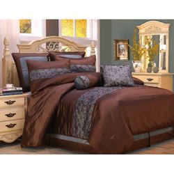Home Fashions International Fritzi Blue And Brown Queen 8 piece Comforter Set Blue Size Queen
