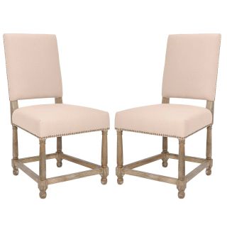 Safavieh Bexley Beige Linen Nailhead Side Chairs (set Of 2)