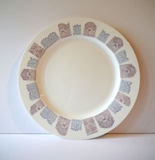 dinner plate with lace design by victoria mae designs