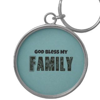 God Bless My Family Keychain