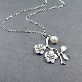 lotus and pearl sterling silver necklace by wished for