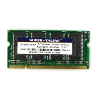 Super Talent DDR266 SODIMM 512MB/64x8 Notebook Memory D266SC512, Bulk Electronics