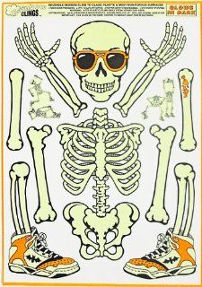 Halloween Skeleton Cling   Glow in the Dark Skeleton Clings   Wall Decor Stickers