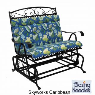 All weather Blue Floral Outdoor Double Glider Chair Cushion