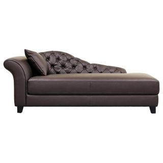 Josephine Brown Faux Leather Victorian Chaise Lounge Chair