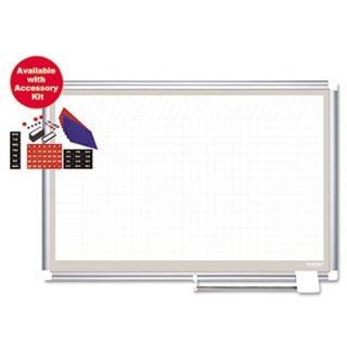 MasterVision Grid Planning Board, 1x2 Grid, 48x72, White/Silver  Dry Erase Boards 