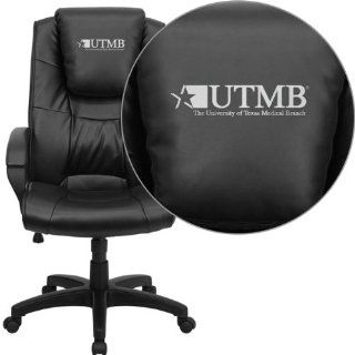 Flash Furniture Texas Medical Branch Galveston Embroidered Black Leather Executive Office Chair  