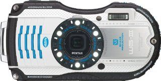 Pentax Optio WG 3 16MP Waterproof Digital Camera with 3 Inch LCD Screen (White/Blue)  Point And Shoot Digital Cameras  Camera & Photo