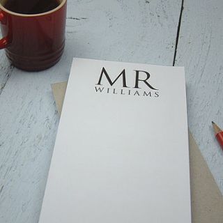 personalised notepad for valentine's by xoxo stationery