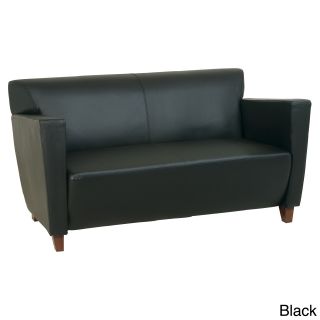 Office Star Products Leather Loveseat Chair With Legs In Cherry Finish