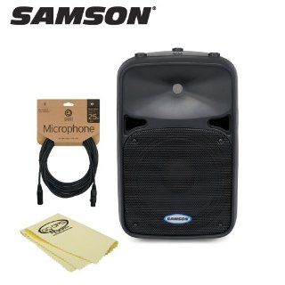 Samson Auro D210 2 Way Active Loudspeaker (SAR0D210A)   Includes Planet Waves 25ft Mic Cable and GoDpsMusic Dust Cloth Musical Instruments