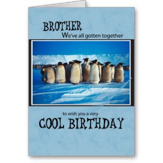 4093 Brother Penguin Group Birthday Greeting Card