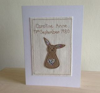 personalised new baby card by caroline watts embroidery