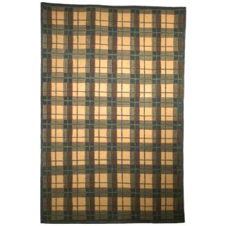 Hand knotted Lexington Plaid Beige Wool Rug (6 X 9)