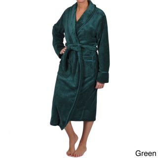 La Cera La Cera Womens Plus Size Satin Trim Robe Green Size 1X (14W  16W)