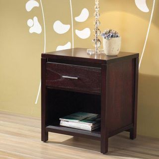 Domusindo Tapered Leg 1 drawer Nightstand Bar Pull With Power Strip Brown Size 1 drawer
