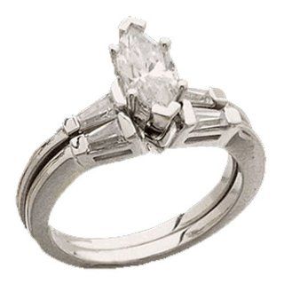 Platinum Ladies Wedding Ring Set (Center stone is not inlcuded) Ring Settings Without Stones Jewelry