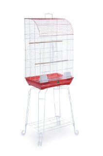 Prevue Pet Products Penthouse Suites Curved Front Bird Cage with Stand 271 Red and White, 20 Inch by 14 Inch by 29 Inch  Birdcages 