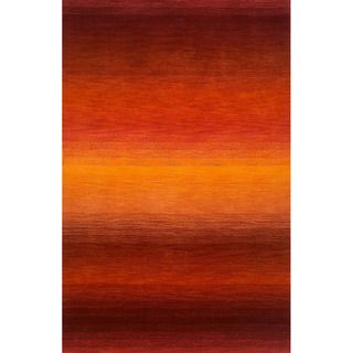 Rainbow Striped Red/burgundy Indoor Rug (35 X 55)