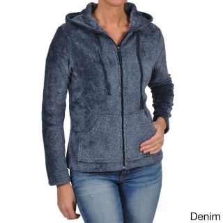 La Cera La Cera Womens Luxury Plush Heather Hooded Fleece Jacket Blue Size S (4  6)