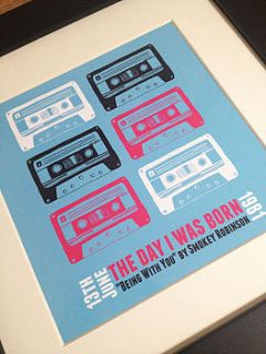 personalised number one retro cassette print by jg artwork