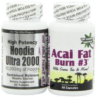 Combo ACAI Fat Burn #3 and Hoodia Ultra 2000 Diet Pill with Green Tea, Grapefruit, Apple Cider, and more for Weight Loss and 2000mg of Hoodia Health & Personal Care