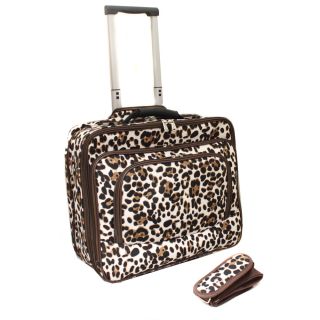 World Traveler Leopard Fashion Print Womens Rolling 17 inch Laptop Briefcase