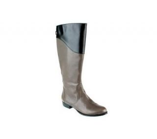 Isaac Mizrahi Live Two Toned Smooth Leather Riding Boots —
