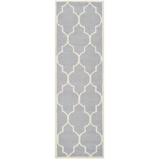 Safavieh Handmade Moroccan Cambridge Silver Wool Runner Rug (26 X 12)