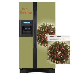 Appliance Art Holiday Wreath Combo Olive Refrigerator/ Dishwasher Covers