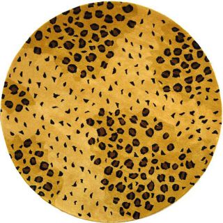 Handmade Soho Leopard print Gold/ Black N. Z. Wool Rug (6 Round)