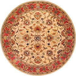 Hand tufted Coliseum Beige/red Traditional Border Wool Rug (4 Round)