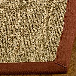 Handwoven Sisal Natural/ Red Seagrass Area Rug (6 Square)