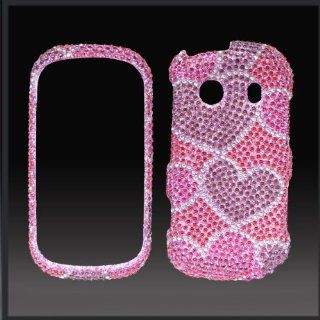 Pink & Purple Hearts "Cristalina" crystal bling rhinestone diamond case cover for Samsung Seek M350 Cell Phones & Accessories