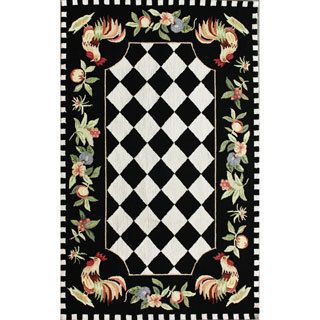 Nuloom Hand hooked Moroccan Rooster Checkered Wool Rug (76 X 96)