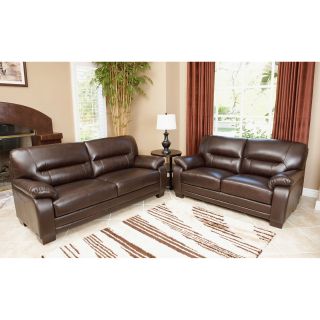 Abbyson Living Wilshire Premium Top grain Leather Sofa And Loveseat Set