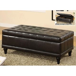 Furniture Of America Espresso Flip top Bicast Leather Storage Bench