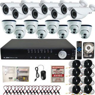 Evertech 16CH H.264 VIDEO COMPRESSION REAL TIME DVR CCTV Surveillance System with 8 Sony Color 700TVL Bullet Indoor/Outdoor and 8 Aptina Color 700TVL Indoor only Dome CCD Security Cameras 2TB HDD  Cctv Dome Set  Camera & Photo
