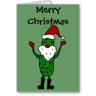 Funny Pickle Santa Claus Christmas Design Card
