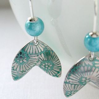 floral silver and enamel earrings by anna clark studio
