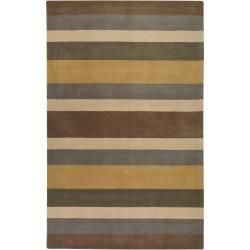 Hand crafted Multi Colored Stripe Kamas Wool Rug (8 X 11)