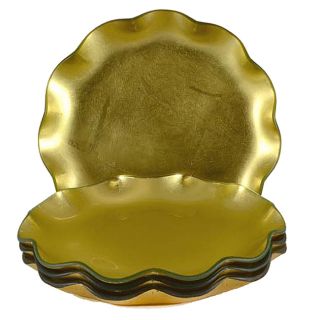 Tango Gold Ruffle Glass Dessert Plates (set Of 4)