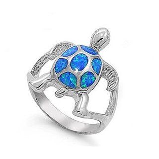 Sterling Silver RING With LAB OPAL   Turtle Glitzs Jewelry