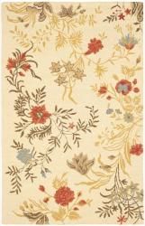 Handmade Blossom Beige Traditional Floral Wool Rug (8 X 10)