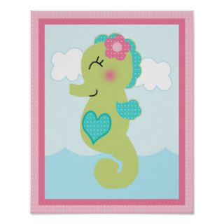 Under the Sea/Girl/Seahorse/Pink Art Poster