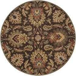 Hand tufted Grand Chocolate Brown Floral Wool Rug (4 Round)