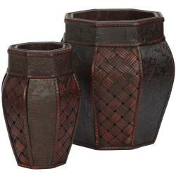 Design And Weave Panel Decorative Planter (set Of 2)