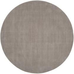 Hand crafted Solid Grey Casual Ridges Wool Rug (6 Round)