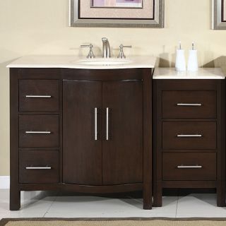 Silkroad Exclusive Stone Counter Top Bathroom Single Sink Cabinet Vanity Lavatory (54 inch)