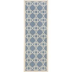 Blue/beige Complex geometric pattern Indoor/outdoor Rug (24 X 911)